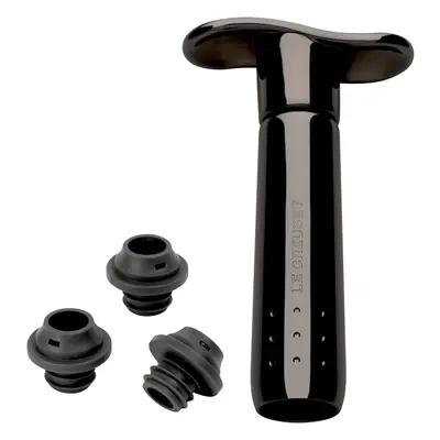 Le Creuset Wine Accessories Metal Wine Pump and Stoppers, Black Nickel