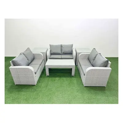 Fimous Seater PE Wicker Rattan Furniture Sofa Sets with Oblong Coffee Table Seater Love Sofa Sid