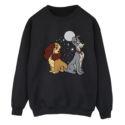 (L, Black) Disney Womens/Ladies Lady And The Tramp Moon Sweatshirt