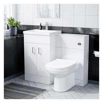 Nes Home 500mm Vanity Basin Unit & WC Unit and BTW Toilet Soft Close