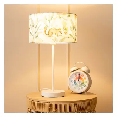 ValueLights Charlie Jungle Lamp Shade White Stem Table Lamp & Bulb