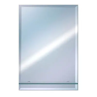 Retangular Bevelled Bathroom Wall Mounted Mirror x 40cm with Glass Shelf