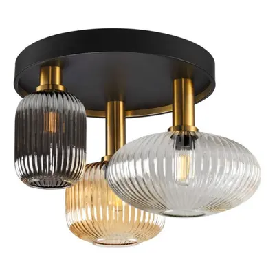 Schuller Norma Light Globe Ceiling Light Black, Brass, Crystal Shades, E27