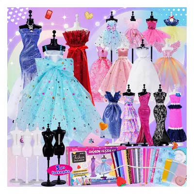 700+Pcs - Fashion Designer Kit for Girls with Mannequins- Creativity DIY Arts & Crafts Kit Learn