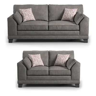 (Grey, & Seater) Hilliard Fullback Fabric Corner Sofa & Sofa Suite