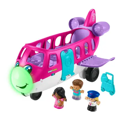 Little People Barbie Toy Airplane for Toddlers with Lights Music and Folding Stairs, Little Drea