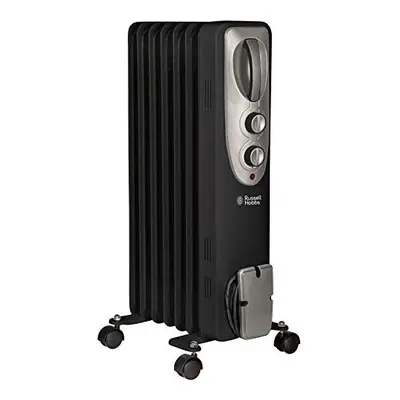 1500W/1.5KW Oil Filled Radiator, Fin Portable Electric Heater - Black, Adjustable Thermostat wit