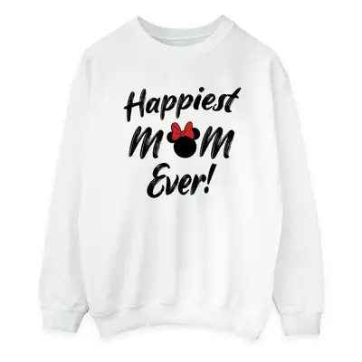 (S, White) Disney Womens/Ladies Minnie Mouse Happiest Mom Ever Sweatshirt