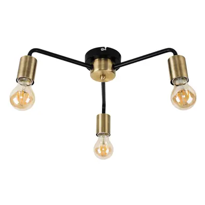 Antique Brass & Matt Black Way Ceiling Light Fitting