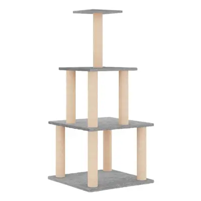 (light grey) vidaXL Cat Tree with Sisal Scratching Posts Cat Scratch Tower Climber Dark Grey