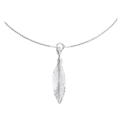 Jewelco London Ladies Sterling Silver Angel Wing Feather Charm Anklet 30mm + inch - ANK002