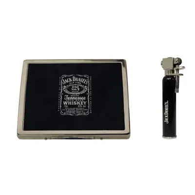 Jack Daniel's fluted cigarette case and flint action gas lighter