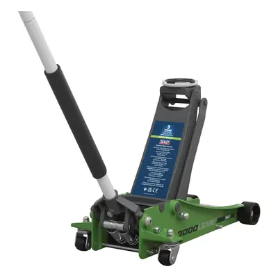 Sealey 3000LEHV Trolley Jack 3tonne Low Entry Rocket Lift - Hi-Vis Green