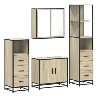 (sonoma oak) vidaXL 4ÃÂ Piece Bathroom Furniture SetÃÂ Sonoma Oak Engineered Wood