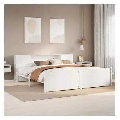 vidaXL Bookcase Bed without Mattress White 180x200cm Super King Solid Wood Pine