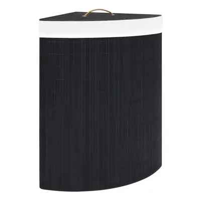 vidaXL Bamboo Corner Laundry Basket Black 60L Washing Clothes Storage Hamper