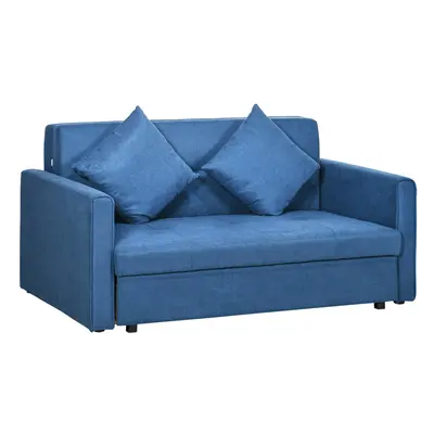 HOMCOM Seater Sofa Bed Convertible Bed Settee w/ Cushions Storage Blue