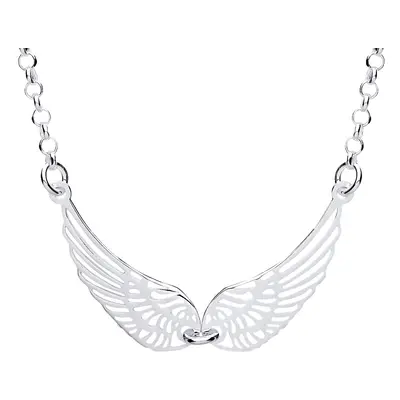 Jewelco London Ladies Rhodium Plated Sterling Silver Majestic Spread Angel Wings Lavalier Neckla