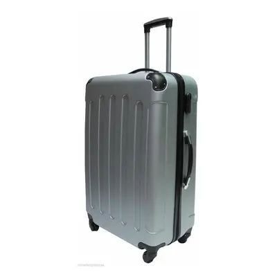 (Silver, Large) Hampton & Stewart Spinner wheel HardShell Suitcase