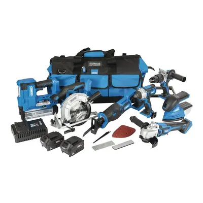 DRAPER D20 20V Jumbo Kit (7 Piece) (+1 x 3Ah Batteries, x 5Ah Battery, Charger and Wheeled Tool 