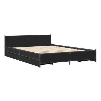 (black, x cm) vidaXL Bed Frame with Drawers Bed Base Mattress Foundation Engineered Wood