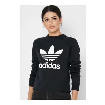 (UK8) Womens adidas Originals Trefoil Crew Sweatshirt Black UK6 UK8 DV2612