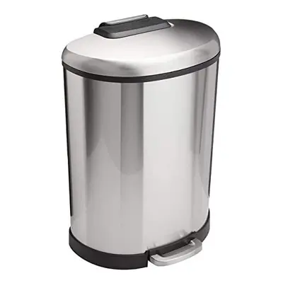 Amazon Basics 50L Pedal Pedal Rubbish Waste Bin D-Shaped Stainless Steel Dustbin