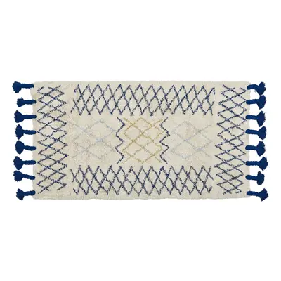 Cotton Area Rug x cm Beige and Blue ERZINCAN