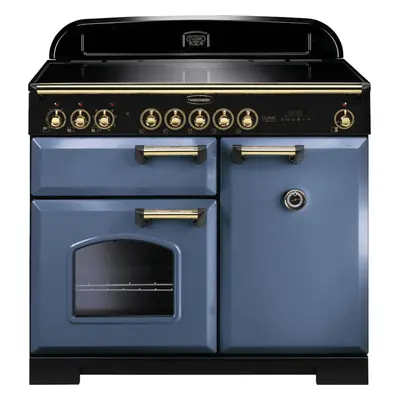 Rangemaster CDL100EISB/B Classic Deluxe Stone Blue with Brass Trim 100cm Induction Range Cooker 