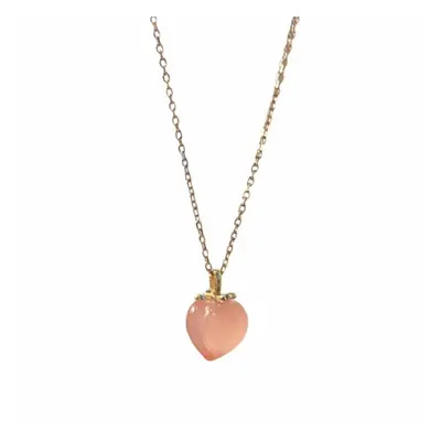 Fruit Peach Pink Agate Pendant Necklaces for Women Link Chain Necklace Jewelry Accessories YNC16