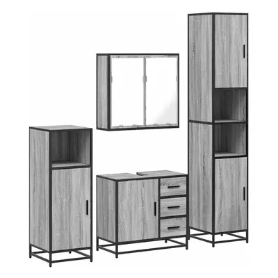 (grey sonoma) vidaXL 4ÃÂ Piece Bathroom Furniture SetÃÂ Sonoma Oak Engineered Wood