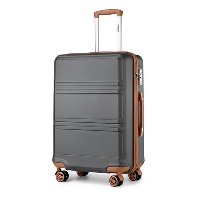 (Grey and Brown, inch) 1, or Pieces ABS Sculpted Horizontal Design Suitcase With TSA Lock