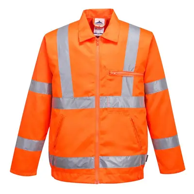 (L, Orange) Portwest Mens Hi-Vis Polycotton Safety Bomber Jacket