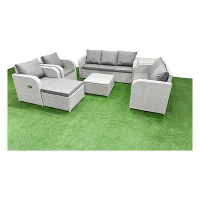 Fimous PE Rattan Garden Furniture Set Adjustable Chair Sofa Double Love Seat Seater Sofa Lounge 