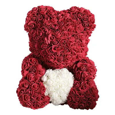 Artificial Rose Foam Teddy Bear with Gift Box for Valentines Day Birthday Wedding