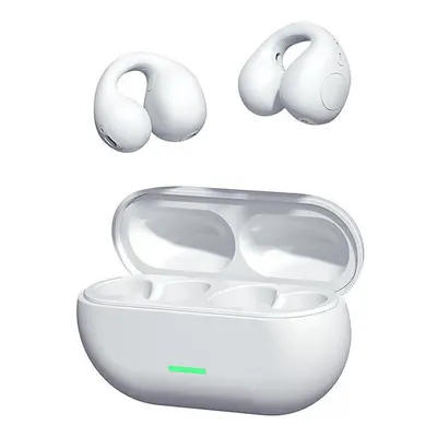 (White) True Wireless Headphones Wireless Ear Clip Bone Conduction Headphones Bluetooth 5.3 Ear 