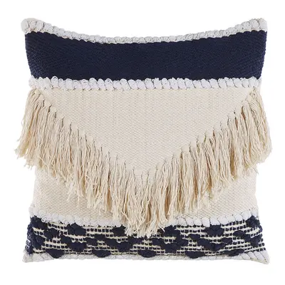 Cotton Cushion with Tassels x cm Beige SOFCA