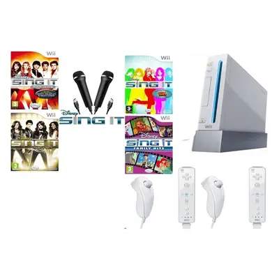 (Disney Singing Bundle) Nintendo Wii Console Bundle Disney Sing it! Dance Karaoke Singing Music 