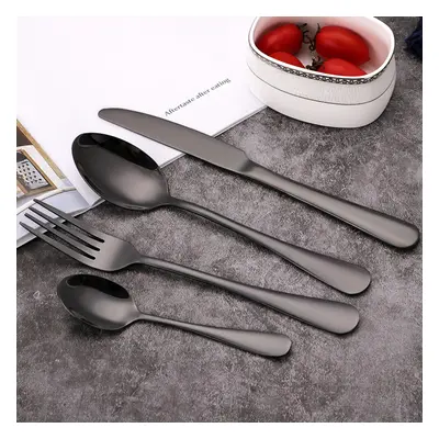 (Black) 32pcs Cutlery Sets Fork for Dining