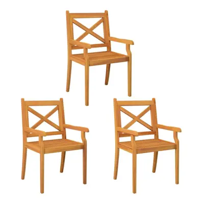 (3) vidaXL 2/3/4/6/8x Solid Wood Acacia Outdoor Dining Chairs Kitchen Accent Chair