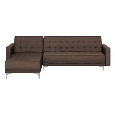 Corner Sofa ABERDEEN Dark Brown Fabric Right Hand