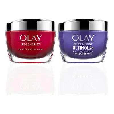 Olay Regenerist Favourites Set, Regenerist Retinol24 Night Face Moisturiser with Retinol and Reg