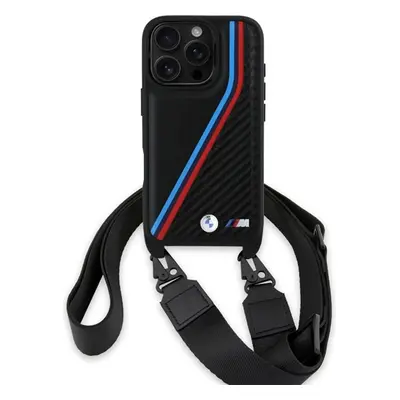 BMW Series Carbon Tricolor Lines & Strap Case for iPhone Pro 6.3" Black - BMHCP16L23PSVTK