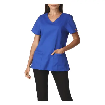 Dickies Womens EDS Signature V-Neck Top with Multiple Patch Pockets, Royal, Small