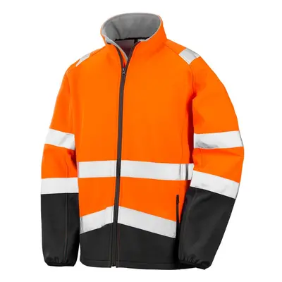 (XXL, Fluorescent Orange/Black) SAFE-GUARD by Result Mens Printable Safety Soft Shell Jacket