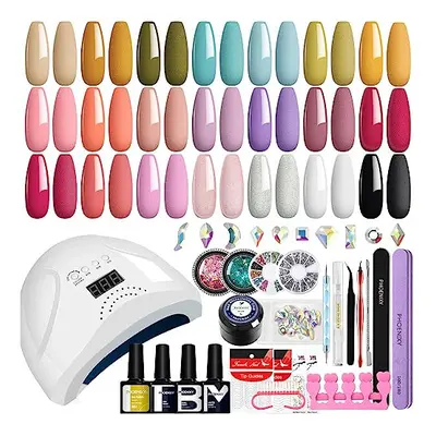 Gel Nail Polish Set, Phoenixy Effect Gel Nail Starter Kit with Nail Lamp Kit Complete 8ml Colour