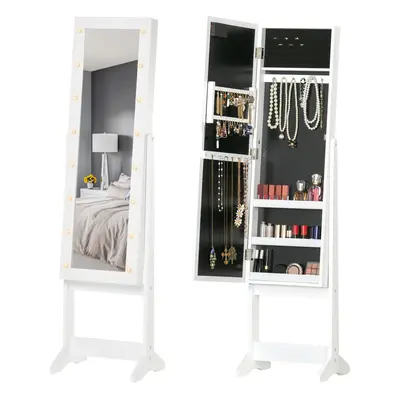 HOMCOM Free Standing LED Mirrored Jewelry Cabinet Armoire Floor Organiser