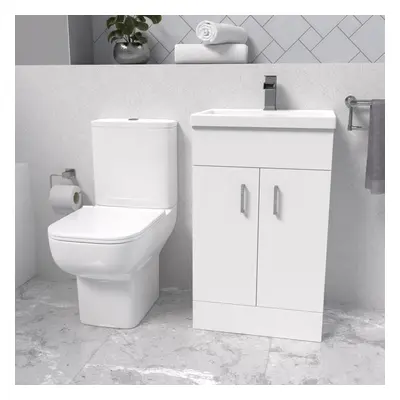 Nanuya 500mm Cloakroom Suite with Basin Vanity and Close Coupled Toilet