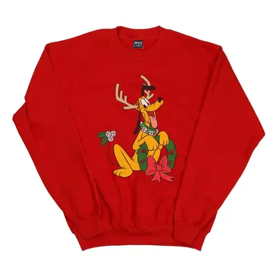 (M, Red) Disney Mens Pluto Christmas Reindeer Sweatshirt