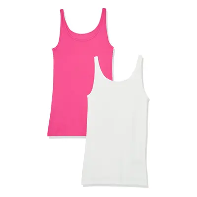 Womens Slim-Fit Thin Strap Tank, Pack of 2, WhiteDark Pink, XX-Large